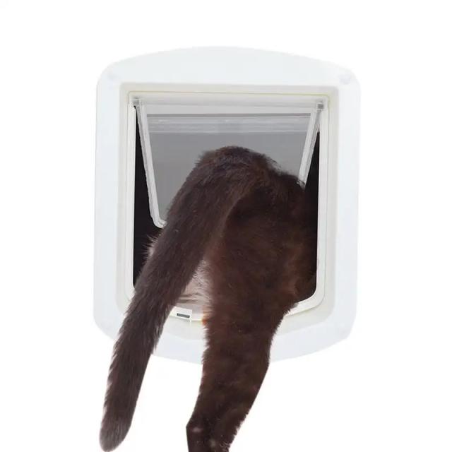 Porta Exterior para Animais de Estimação com Fecho de Segurança 4 Vias - Ideal para Cães e Gatos em Entradas de Parede