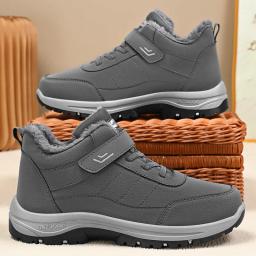 Sapatos masculinos de veludo de inverno novas botas de neve de cano alto ao ar livre botas de algodão de veludo de sola grossa - Image 2