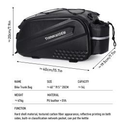 Impermeável Reflective Bicicleta Saddle Bag, Grande Capacidade, cauda Tronco Traseiro Bag, Road Mountain Bike Bagagem Transportador, Bicicleta Sacos, 14L - Image 2