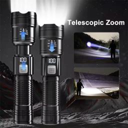 Lanterna LED recarregável USB super brilhante, longo alcance, tocha tática, ao ar livre, impermeável, camping, pesca, lanterna, 1600000 lm - Image 3