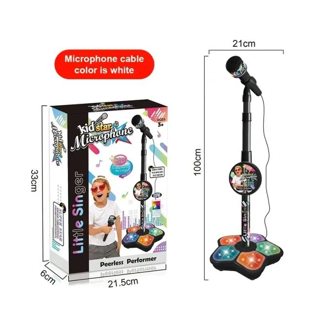 Microfone de Karaokê Infantil com Suporte - Brinquedo Musical Educacional