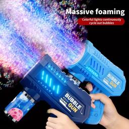 Pistola de bolhas totalmente automática, máquina de bolhas de foguete, soprador automático com brinquedo líquido de bolhas para crianças, praia, presentes de bolhas ao ar livre - Image 1