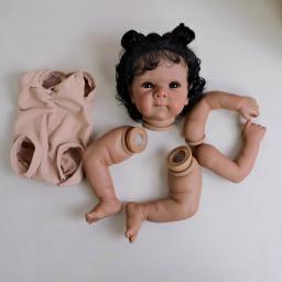 Npk 18 polegadas já pintado pele escura bettie peças de boneca reborn realista bebê pintura 3d com veias visíveis corpo de pano incluído - Image 5