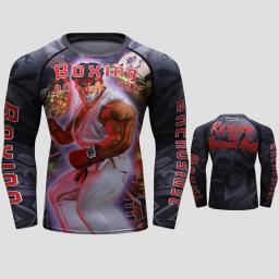 Camiseta masculina 3D impressa Rashguard MMA, Bjj Boxing Sport Tops, manga comprida Rash Guard, camisas de Jiu Jitsu, Kickboxing Fitness Jerseys - Image 2