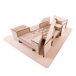 Casas em miniatura Kits De Construção, Diorama DIY, Modelo Arquitetônico, Brinquedos 3D Puzzle, Museu De Arte De Construção De Madeira, 1:100, Escala 1:200 - Image 2