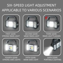 Lanternas Recarregáveis LED De Alta Potência, Luz De Trabalho De Acampamento, Multi Funcional, Luz Portátil, Carregamento Solar, 6 Modos De Iluminação - Image 4