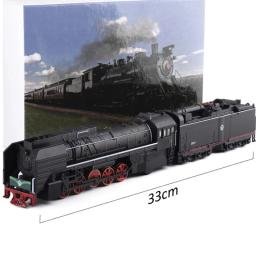 Modelo de brinquedo fundido, trem de locomotiva a gás, puxar, carro leve e de som, clássico, QJ2, No.0001 Scale, 1:87 - Image 1