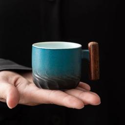 Caneca De Café De Cerâmica Com Cabo De Madeira, Copo De Água Do Escritório, Filtro Retro, Copo De Chá Artesanal, Presente De Aniversário, 80ml - Image 4