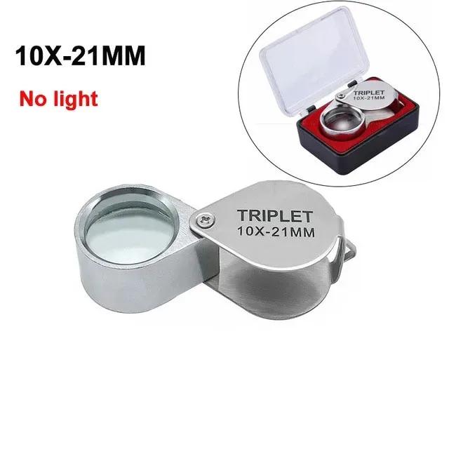 Lupa de olho dobrável, lupa de metal portátil, lente óptica para moedas e selos, 10X-40X - Image 1