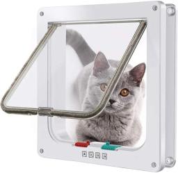 Gato e Cão Flap Kit Porta, 4 Way Bloqueio de Segurança, Portão Transparente para Cachorro e Gatinho, Interruptor Controlável, Pet Segurança - Image 1