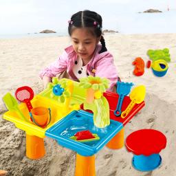 Mesa de atividades com areia e água para crianças, mesa sensorial com acessórios, navio pirata de praia ao ar livre, mesa infantil, 25 peças - Image 1