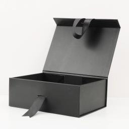 Magnetic Flip Ribbon Gift Box, caixa dobrável para aniversário, feriado, presentes, festa, caixa de papelão, preto, vendas diretas da fábrica - Image 5