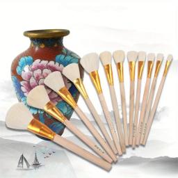 12pçs pincel de lã para arte em cerâmica, pincel para esmalte cerâmico/pintura para colorir aquarela, artesanato acrílico, caneta de pintura diy, materiais de arte - Image 1
