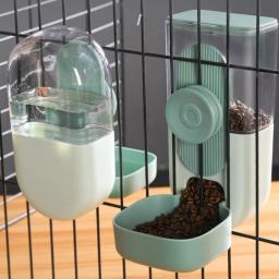 Alimentador automático com tigela suspensa Garrafa de água Recipiente de alimento Dispensador para cachorro, gatos, coelho, pássaros, produto de alimentação animal de estimação 27oz - Image 1