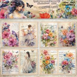 KLJUYP-Fada Flor Papel Padrão Scrapbooking, Pacote de Cartas Extravagantes, Papel Artesanal Leve, Tamanho A5, 8 Folhas - Image 3