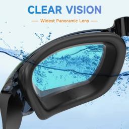 Óculos de natação masculino feminino óculos de natação com tampão de ouvido profissional silicone piscina mergulho óculos à prova dwaterproof água anti-nevoeiro proteção uv - Image 3