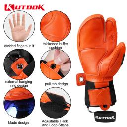 KUTOOK-Luvas térmicas para homens e mulheres, luvas de couro de cabra ThInsulate, luvas de snowboard quente, esqui impermeável, 3m, inverno - Image 6