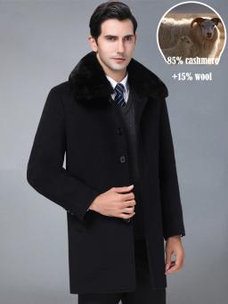 Casaco destacável de pele de raposa masculino, trincheira grossa de caxemira, jaquetas quentes, longo x, casacos de forro 6XL, nova moda - Image 4