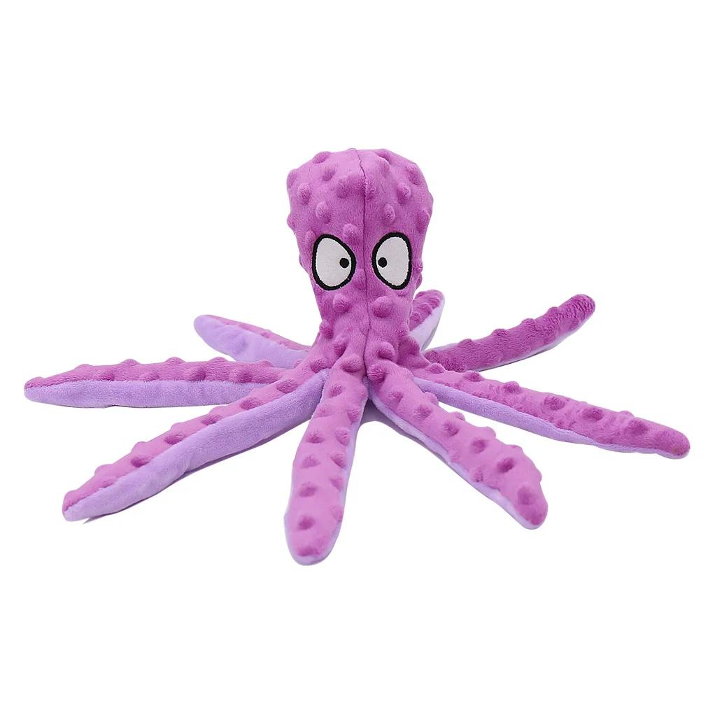 Animal de estimação brinquedo de pelúcia cão som polvo forma animal brinquedo interativo dentes do cão limpo mastigar suprimentos para pequeno medum grande cão - Image 1