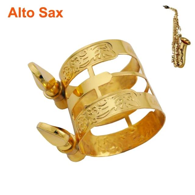 Bocal e Ligadura para Saxofone e Clarinete em Baquelite com Revestimento a Ouro - Conjunto Completo para Alto e Tenor