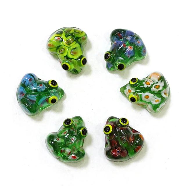 Murano Glass Frog Figurines 6Pcs Modern Style Home Desk Garden Decoration