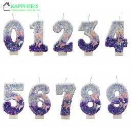 Vela de aniversário Sparklers para meninas, velas para bolos, roxo, borboleta, número, bolo, decoração de festa, 1 ano - Image 3