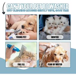 Waterless Grooming Shampoo para animais de estimação, Dog Dry Cleaning Foam, Mousse de banho segura, Remoção de odor corporal, Esterilização - Image 3