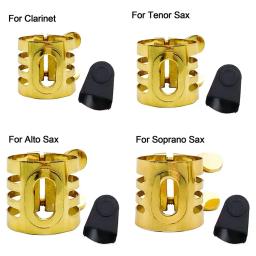 Sax bocal braçadeira com tampa de borracha, saxofone, ligadura, ajustável, clarinete, soprano, tenor, saxofone Acessórios - Image 1