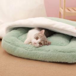 Almofada para animais de estimação com travesseiro, aconchegante ninho de gato, canil, cama lavável, produtos para cães e gatos pequenos, inverno - Image 3