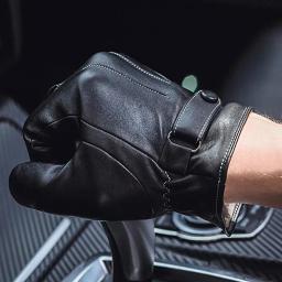 Luvas de couro falso touch screen para homens, impermeável, à prova de vento, frio, snowboard, motocicleta, equitação, condução, inverno - Image 5