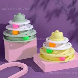 Brinquedos plásticos interativos para gatos, quatro camadas de trilha, suprimentos de treinamento intelectual, chapéu de brinquedo, componente do jogo, branco e verde - Image 1