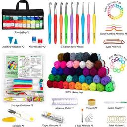 Multi Tamanho Fio Crochet Craft Set, Ideal Conjunto Iniciante, DIY Ferramentas de Tecelagem, Ergonomia, Originalidade, 113Pcs - Image 4
