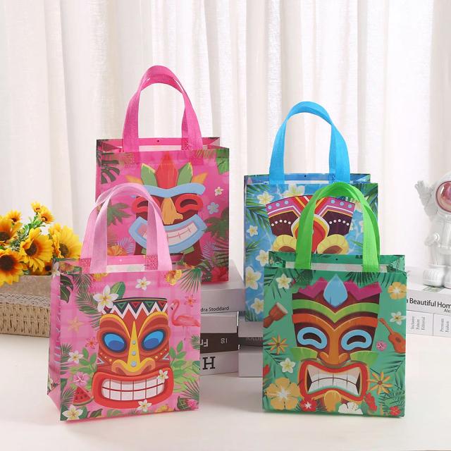 Sacos de Doces Flamingo para Festas Havaianas - Caixa de Embalagem Tropical para Aniversário e Luau (4 Peças)