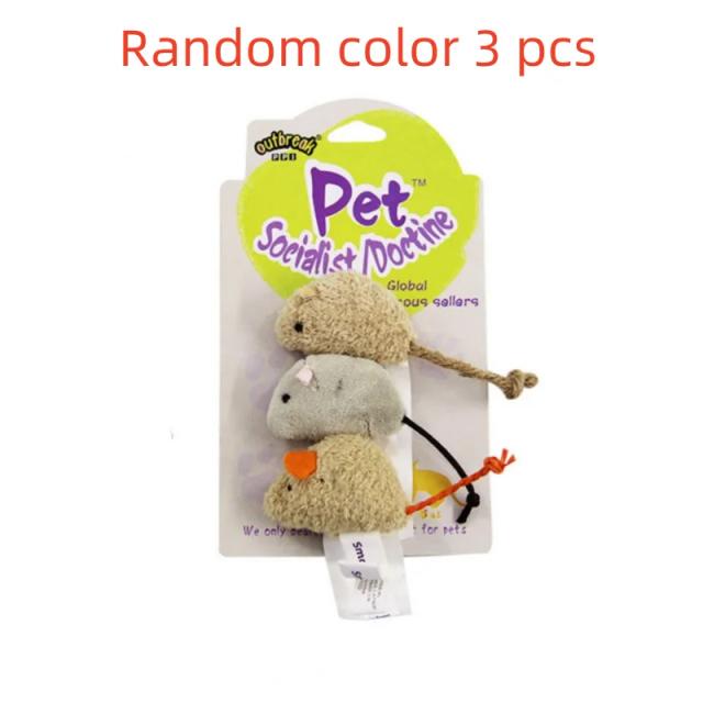 Pelúcia Interativa para Gatos - Brinquedos Resistentes à Mordida Mouse Toy (Conjunto com 3 Peças)