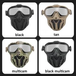 Máscara airsoft óculos destacáveis com ventilador anti-nevoeiro tático paintball máscara protetora facial completa tiro cs máscaras - Image 2
