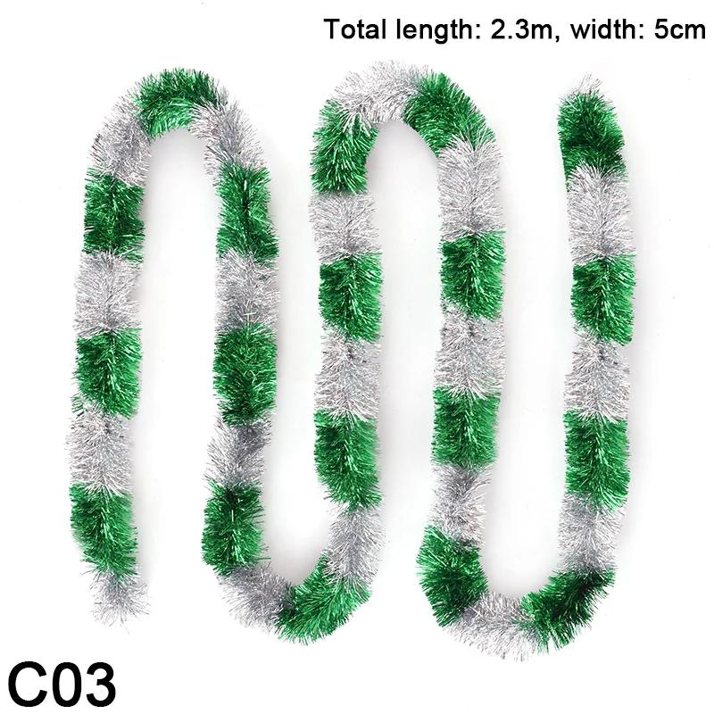 Colorido Natal Glitter Tinsel Guirlanda, Xmas Tree Hanging Ornamento, Home Party Decoração Suprimentos, Ano Novo, 2.3m, 2024 - Image 1