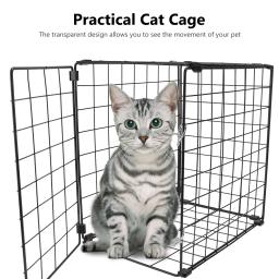 Gaiola de ferro dobrável para gato e cachorro Gaiolas de vedação ao ar livre Indoor Household Pet Suprimentos dobráveis para carros Esgrima de coelho de bebê de transportadora - Image 4