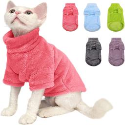 Pulôver de gola alta para animais, suéter de gato, roupas quentes, sem pêlos, camisa macia, gatos e chihuahua, roupas de inverno - Image 1