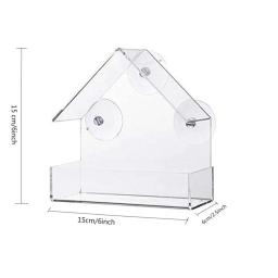 Alimentador de pássaros selvagem janela transparente ao ar livre, Ventosas removíveis, Sliding Automatic Birds Feed Tray para Jardim Pátio e Quintal - Image 5