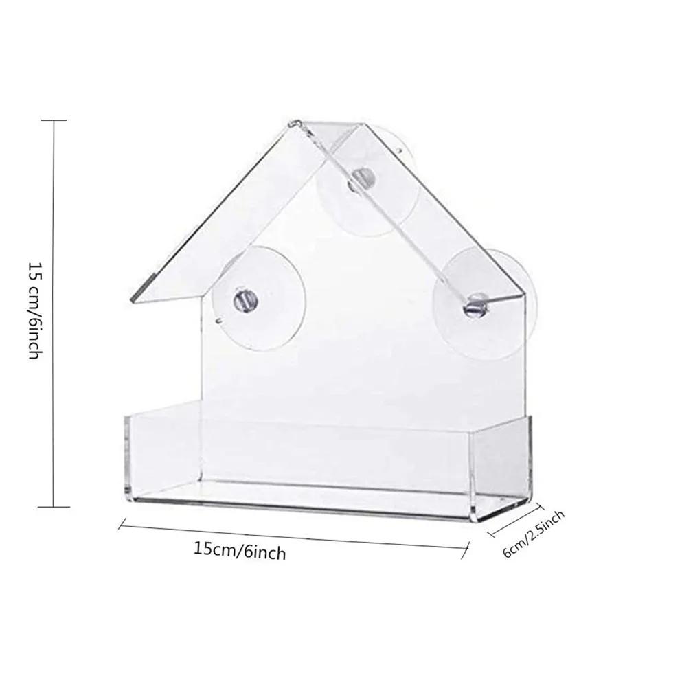 Alimentador de pássaros selvagem janela transparente ao ar livre, Ventosas removíveis, Sliding Automatic Birds Feed Tray para Jardim Pátio e Quintal - Image 1