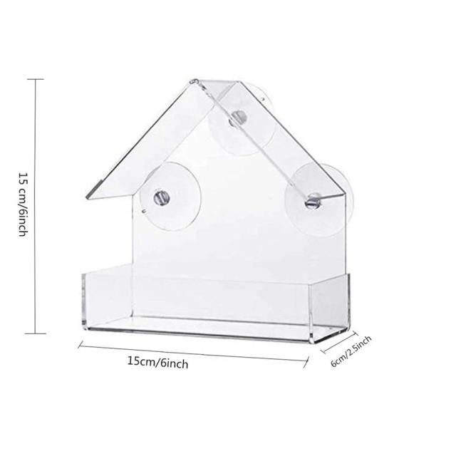 Alimentador de Pássaros Selvagens com Janela Transparente e Ventosas Removíveis para Jardim e Pátio