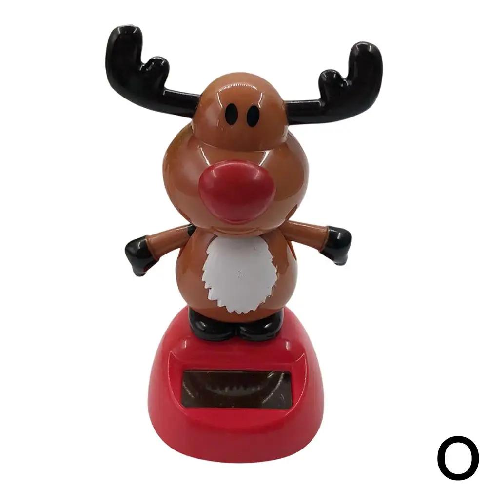 Natal movido a energia solar balançando cabeça boneca bonito carro ornamento solar papai noel árvore boneco de neve elk bobblehead boneca interior - Image 1