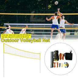 Conjunto de rede de vôlei ao ar livre, 9.5*1m, fácil configuração, praia, vôlei, portátil, badminton, vôlei, esportes ao ar livre, malha de treinamento - Image 2