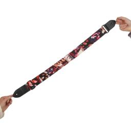 Correia de guitarra colorida estilo estampado, cinto de nylon ajustável, extremidade de couro PU, baixo e guitarra elétrica acústica - Image 4