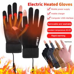 Aquecedor de mão aquecido elétrico para homens e mulheres, tela sensível ao toque, USB recarregável, luvas térmicas, windproof, aquecimento, 2 dedos - Image 1