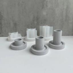 Simples Silicone Castiçal Molde, Concreto Gesso Molde, Resina Jesmonite Artesanato, Moldes de Fundição para Home Decor, Moldes De Argila - Image 3