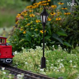 10 peças poste lâmpadas HO escala miniatura paisagem caminho jardim decoração modelo ferroviário lâmpadas rua luzes caminho - Image 3