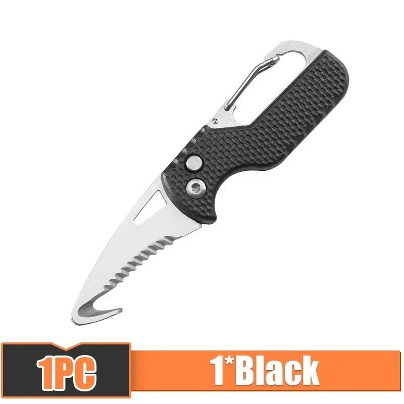 Faca dobrável portátil para acampamento ao ar livre, Express Parcel Knife Cortador de gancho serrilhado inoxidável, Carry-on Survival Tool, Box Opener - Image 1