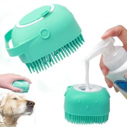Cão Gato Escova De Banho Soft Safe Silicone com Shampoo Box Pet Luvas De Massagem Do Banheiro Dog Cat Limpeza Grooming Tools Pet Supplies - Image 1