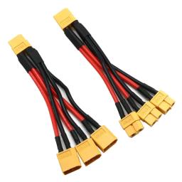 Fio de silicone xt60 conector de bateria paralela macho/fêmea cabo dupla extensão divisor y/motor de bateria rc com 3 vias 14awg - Image 4